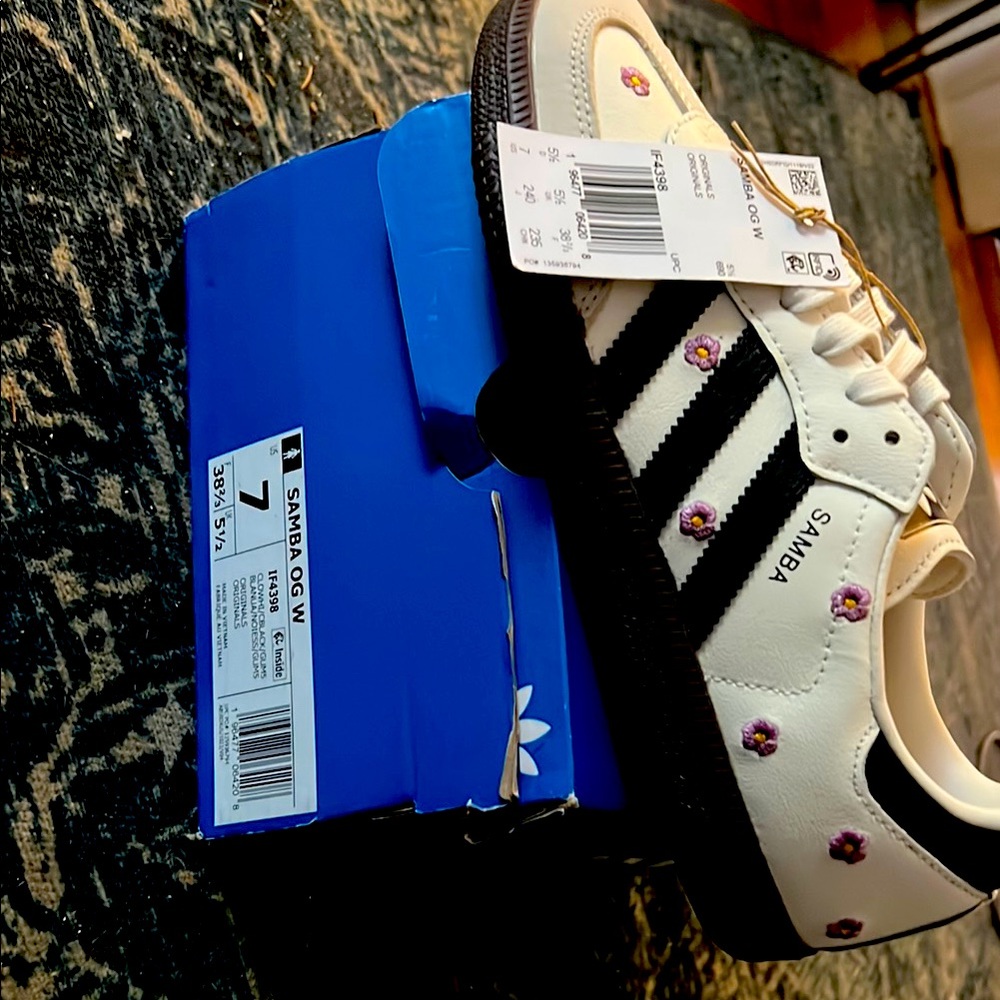 Adidas Samba OG White Sneakers with Floral Design